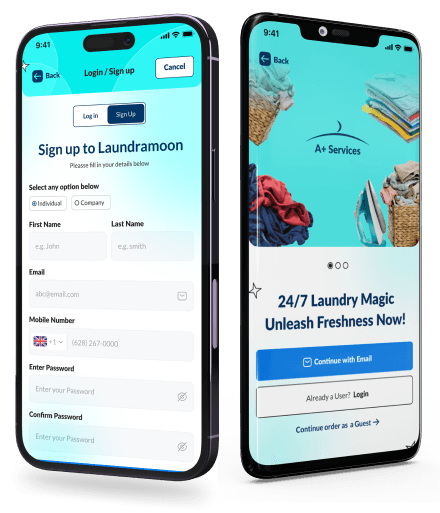 Laundramoons mobile app , available on Ios and adnroid